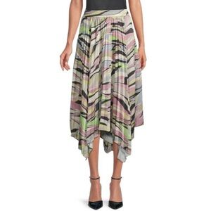 Ted Baker London Abstract-Print Pleated Asymmetric Skirt US Size 8